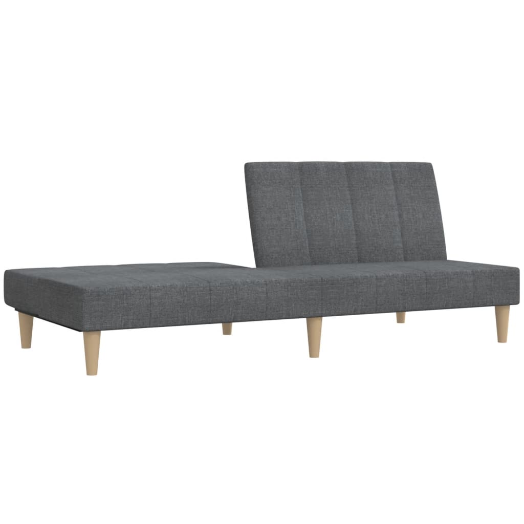 Sofá-cama de 2 lugares tecido cinzento-claro