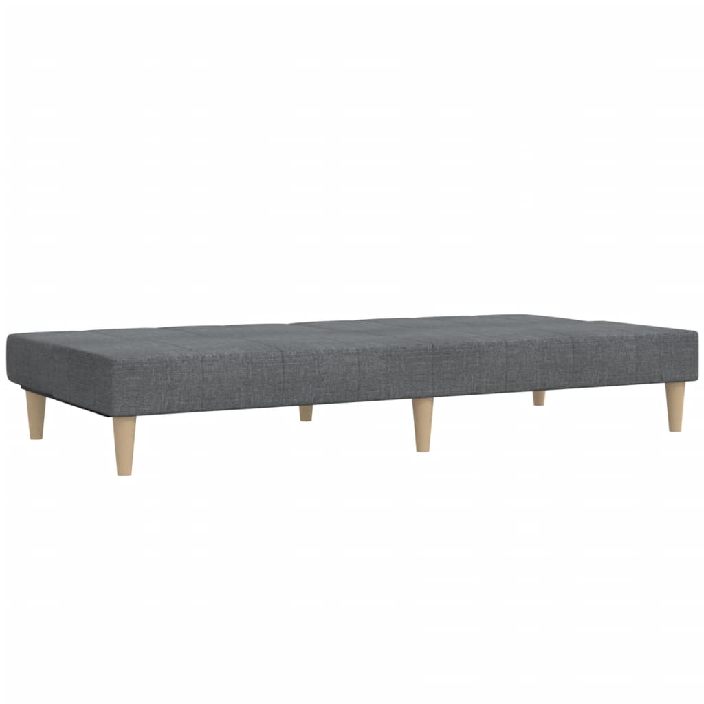 Sofá-cama de 2 lugares tecido cinzento-claro