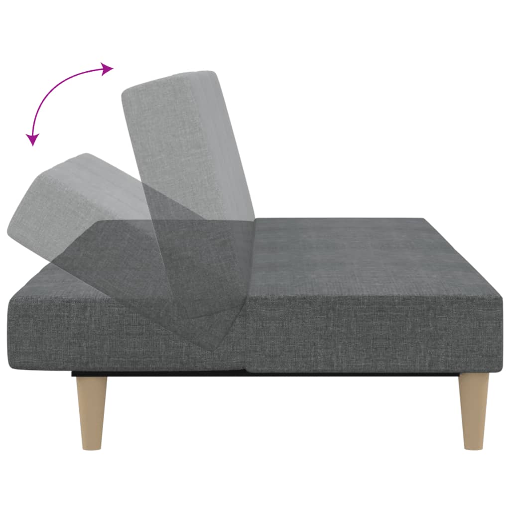 Sofá-cama de 2 lugares tecido cinzento-claro