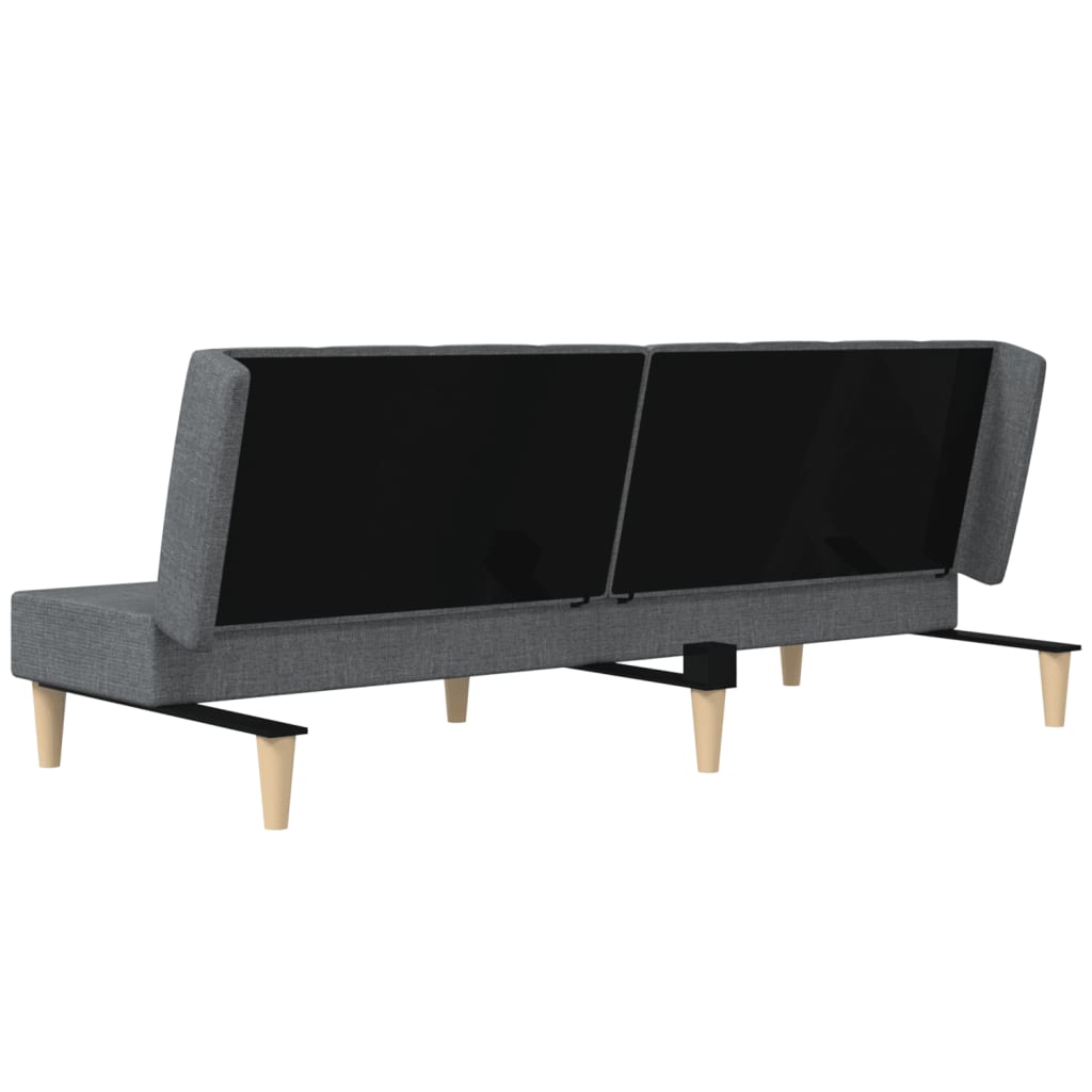 Sofá-cama de 2 lugares tecido cinzento-claro