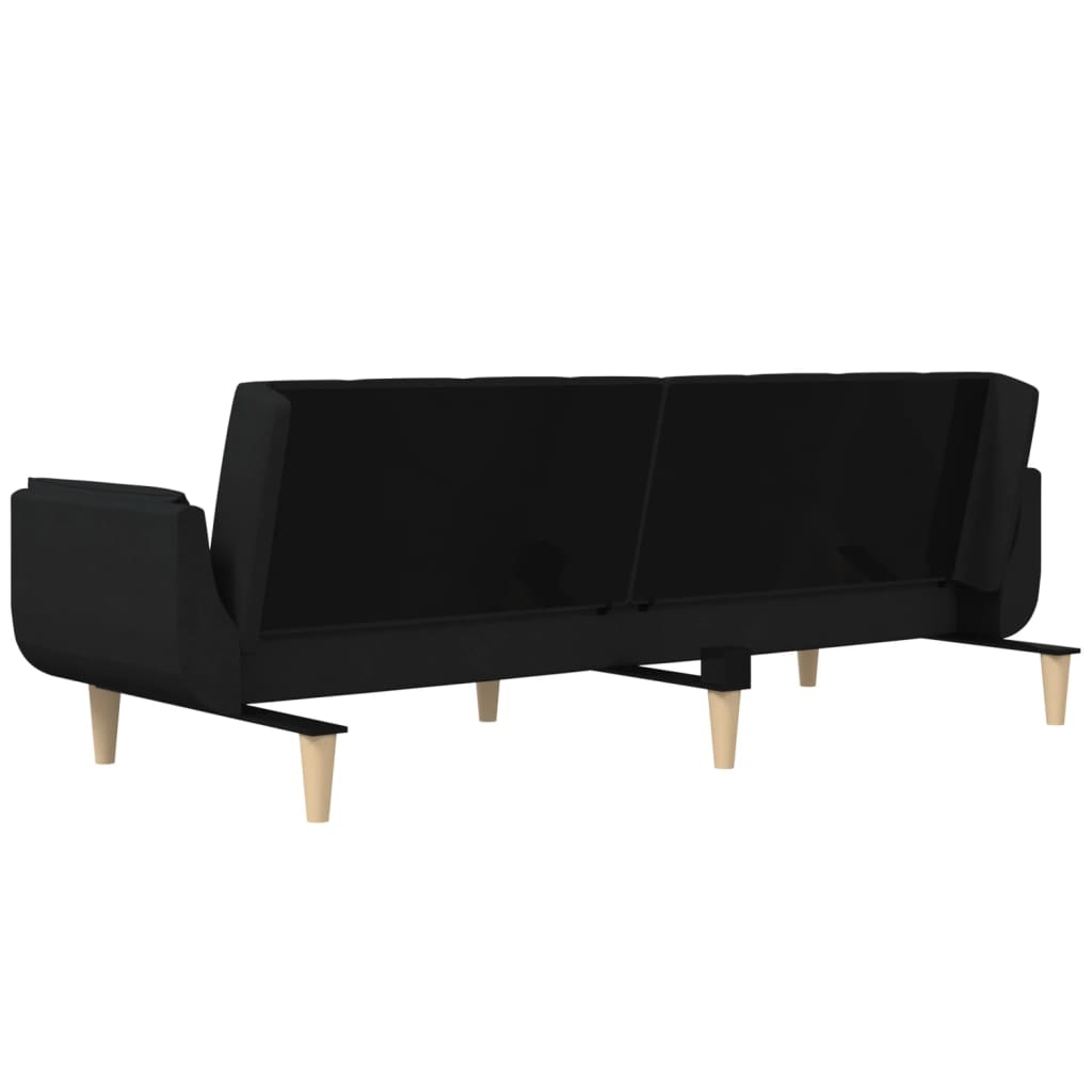 Sofá-cama 2 lugares com duas almofadas tecido preto