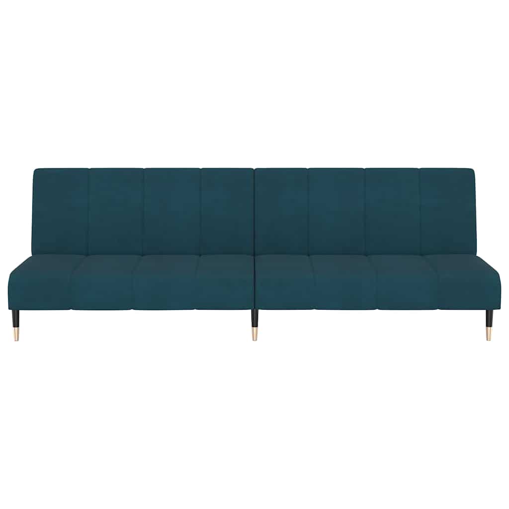 Sofá-cama de 2 lugares veludo azul