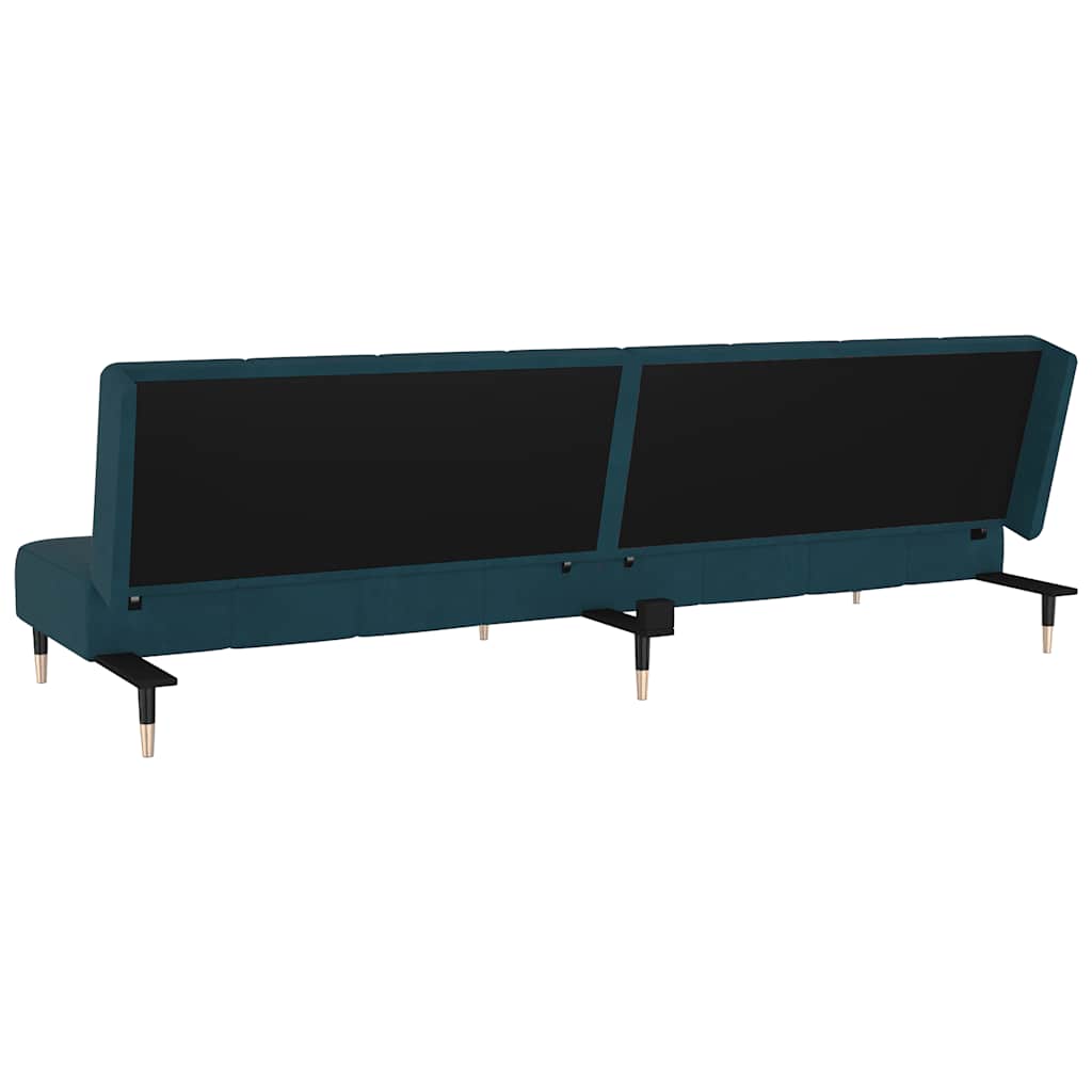 Sofá-cama de 2 lugares veludo azul
