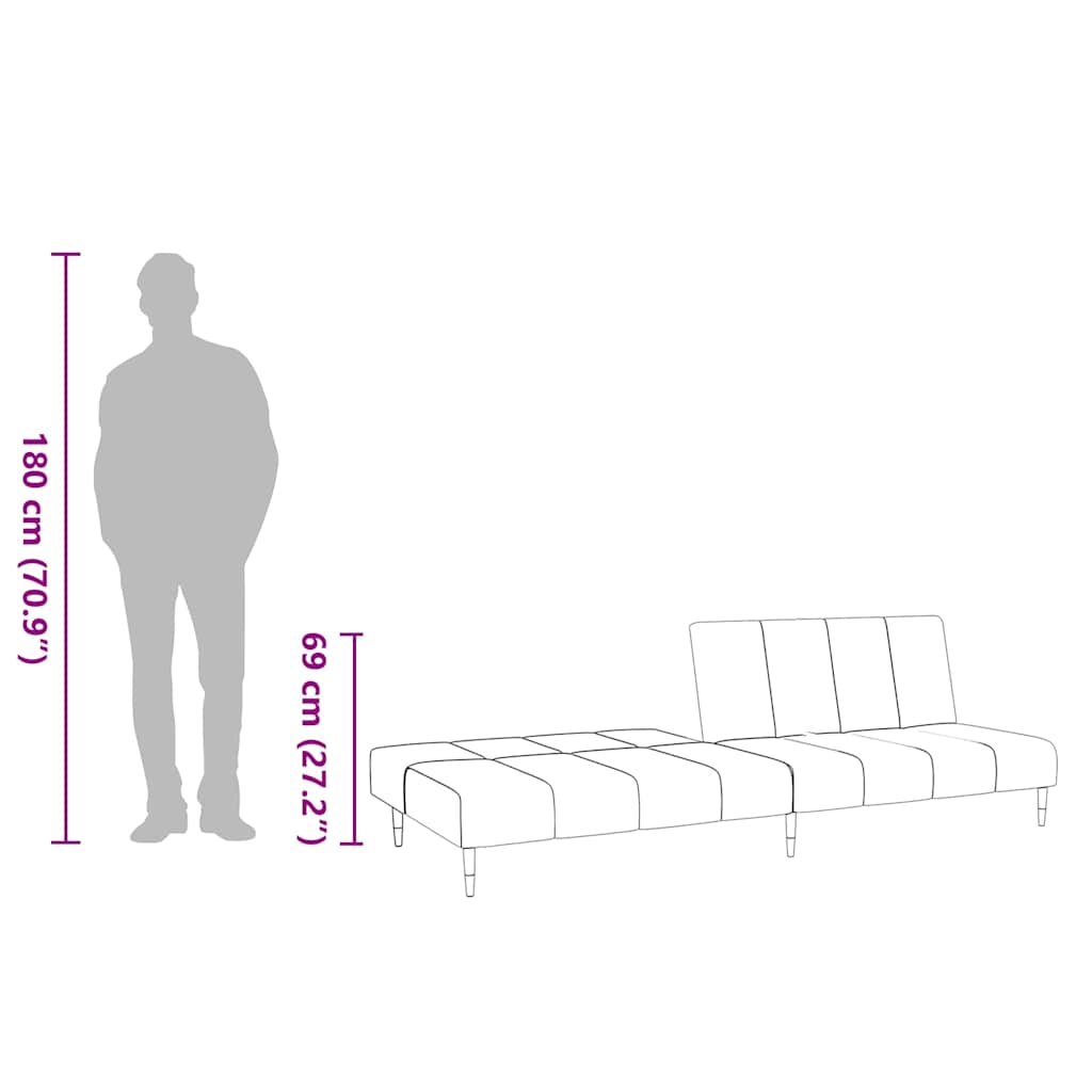 Sofá-cama de 2 lugares veludo cinzento-escuro