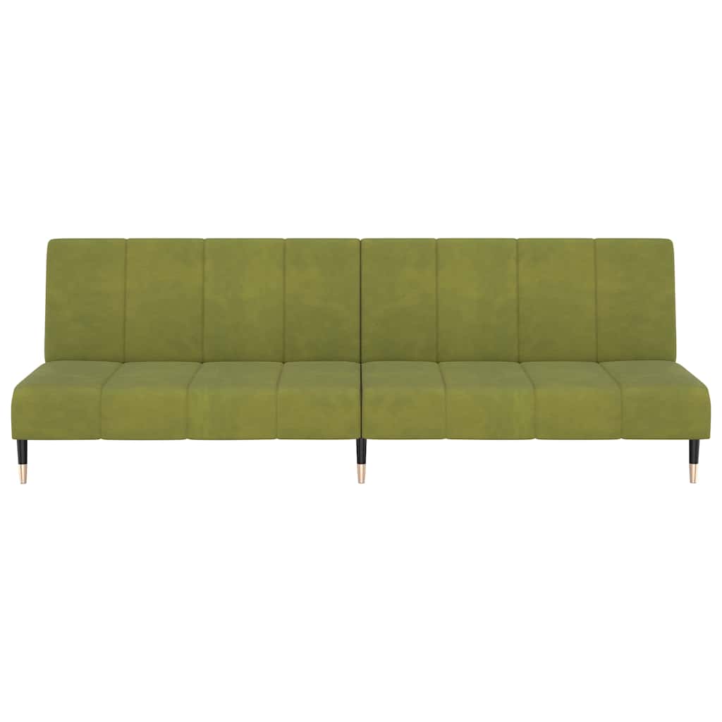 Sofá-cama de 2 lugares veludo verde-claro