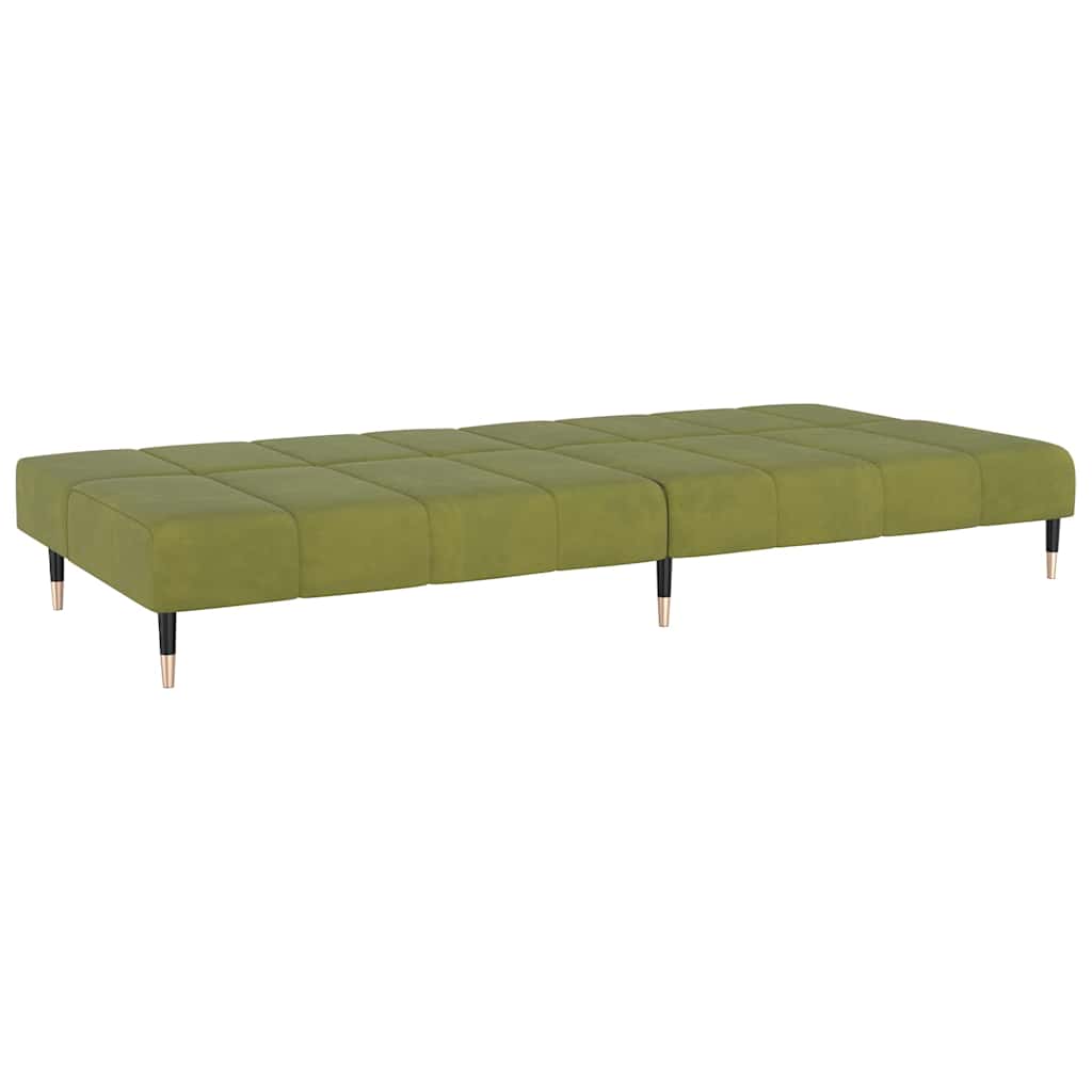 Sofá-cama de 2 lugares veludo verde-claro