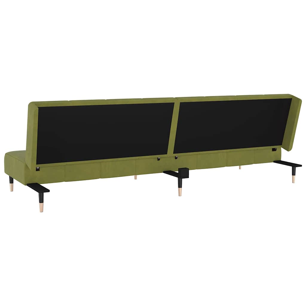 Sofá-cama de 2 lugares veludo verde-claro
