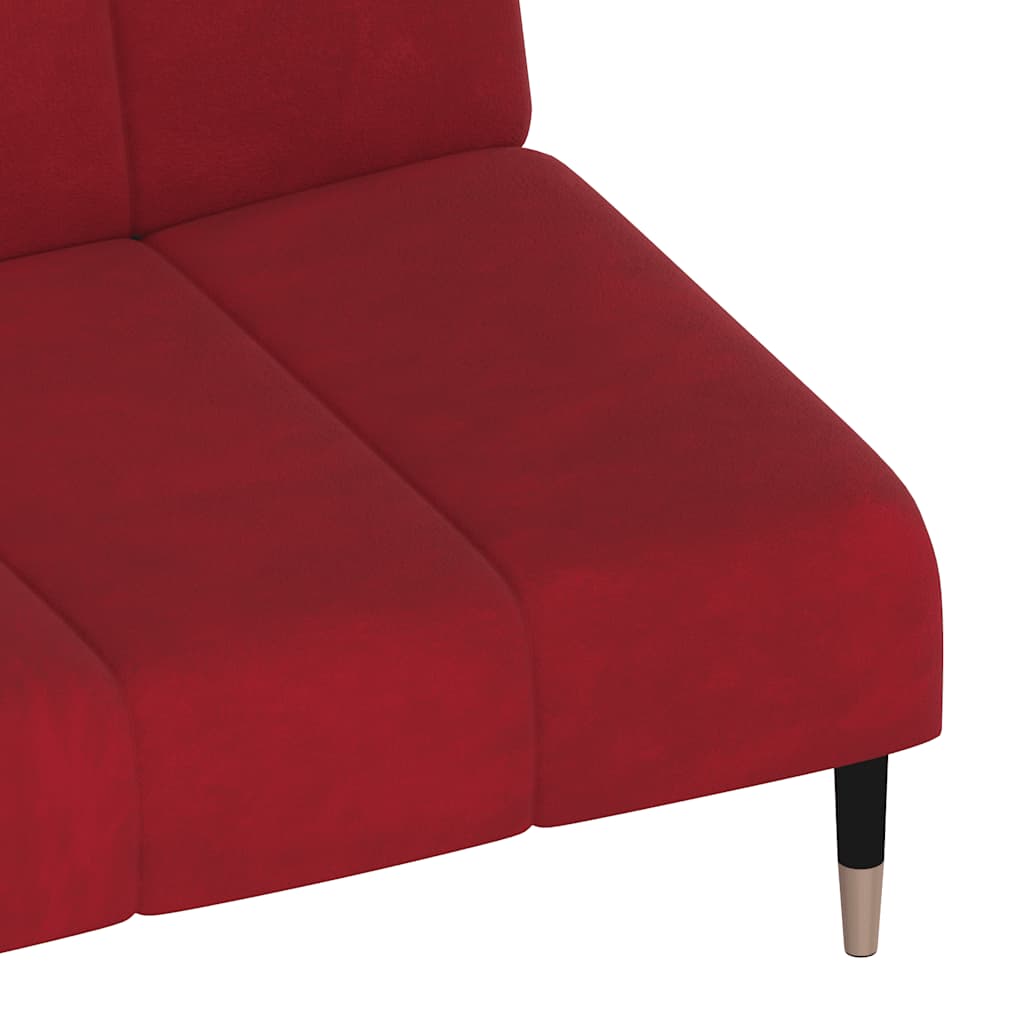Sofá-cama de 2 lugares veludo vermelho tinto