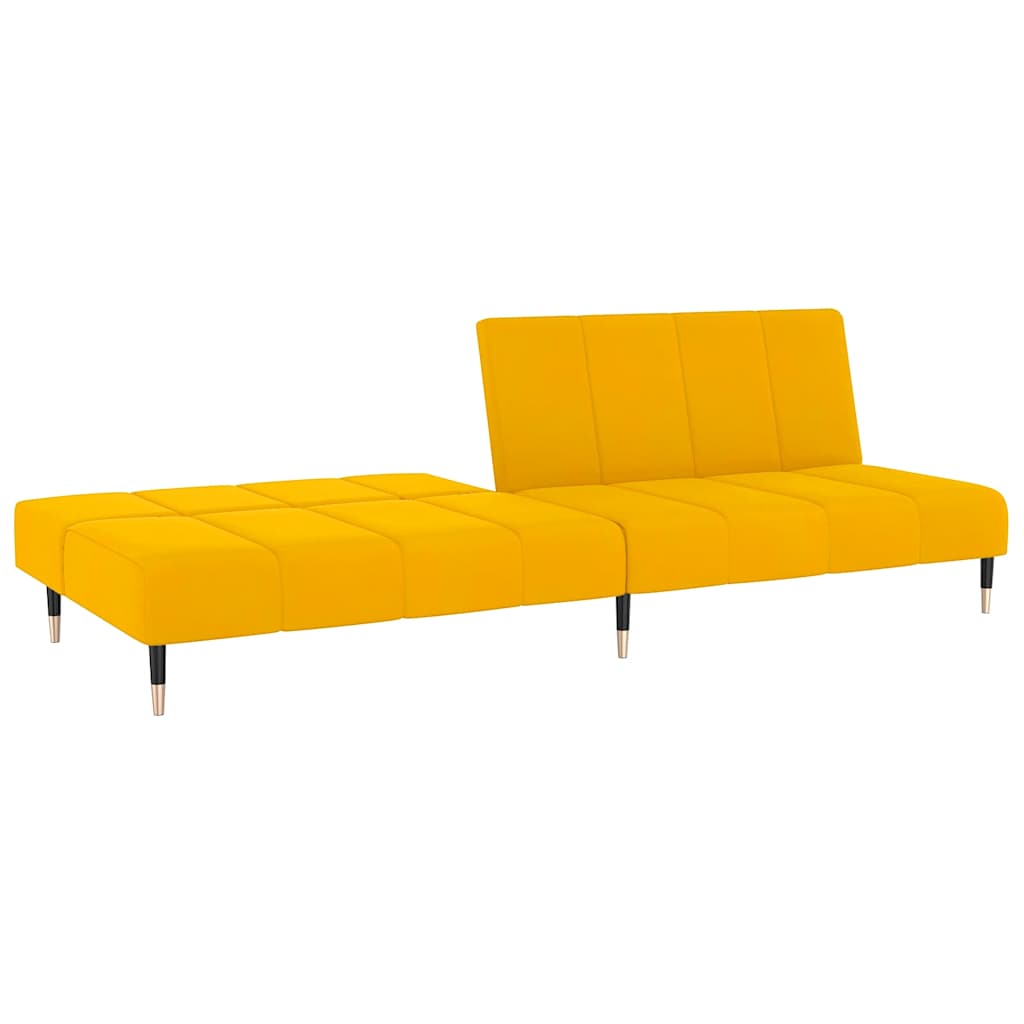 Sofá-cama de 2 lugares veludo amarelo