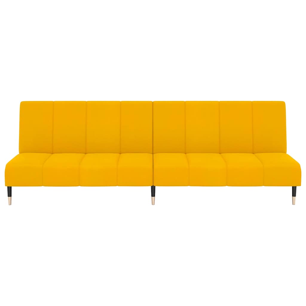 Sofá-cama de 2 lugares veludo amarelo