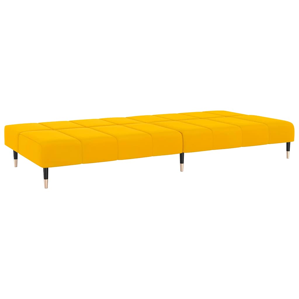 Sofá-cama de 2 lugares veludo amarelo