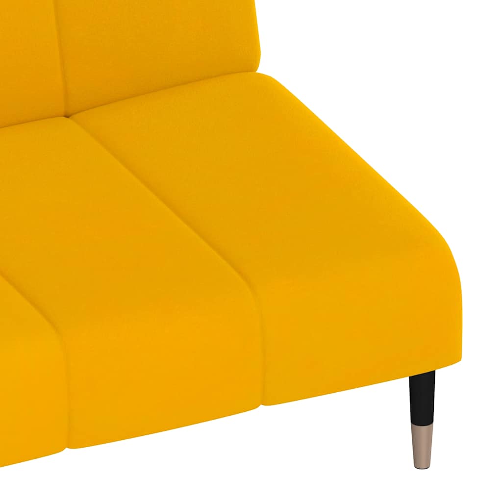 Sofá-cama de 2 lugares veludo amarelo