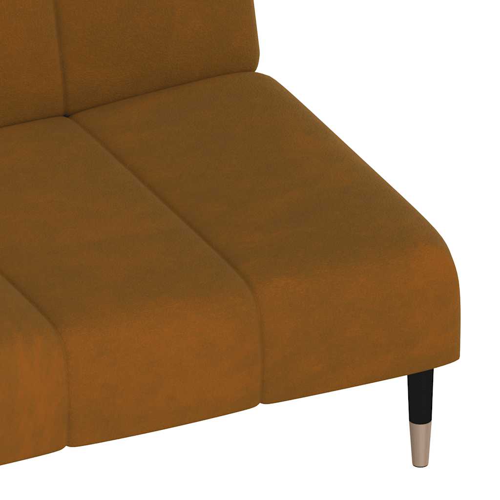 Sofá-cama de 2 lugares veludo castanho