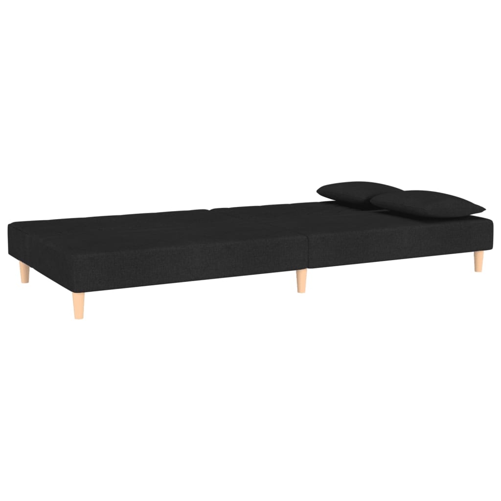 Sofá-cama 2 lugares com duas almofadas tecido preto