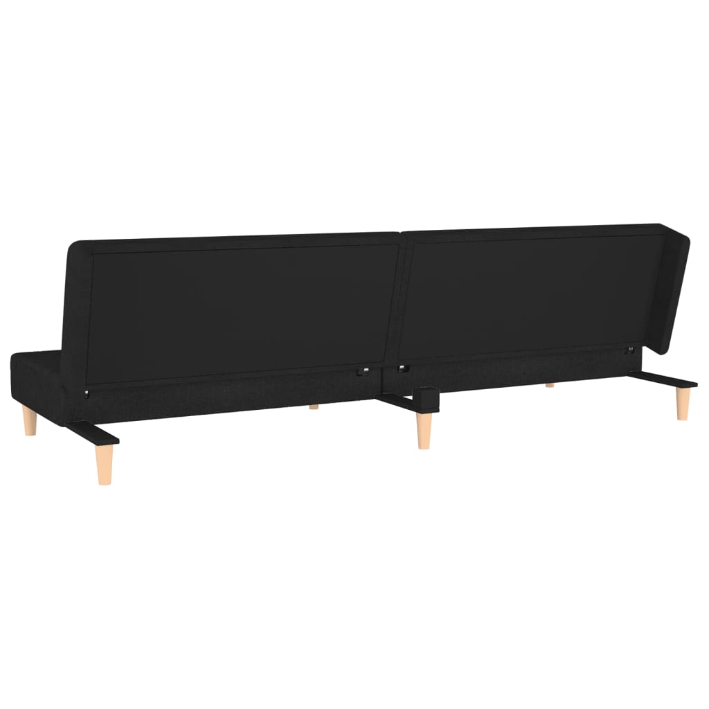Sofá-cama 2 lugares com duas almofadas tecido preto