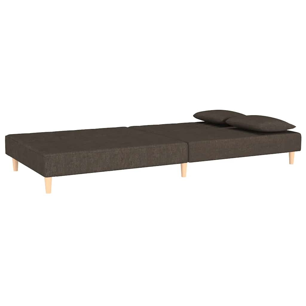 Sofá-cama 2 lugares com duas almofadas tecido castanho