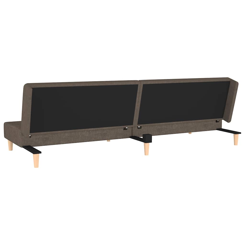 Sofá-cama 2 lugares com duas almofadas tecido castanho