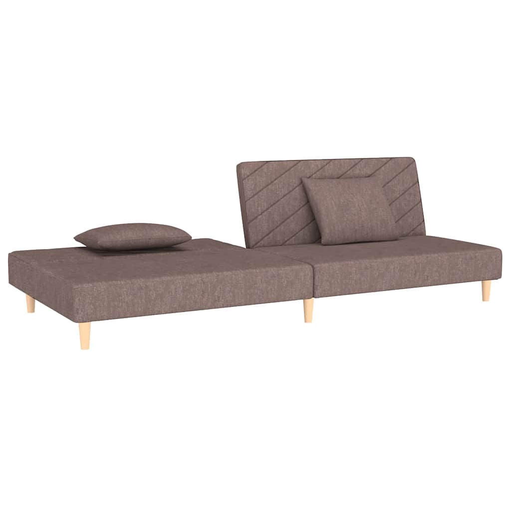 Sofá-cama 2 lugares c/ duas almofadas tecido cinza-acastanhado