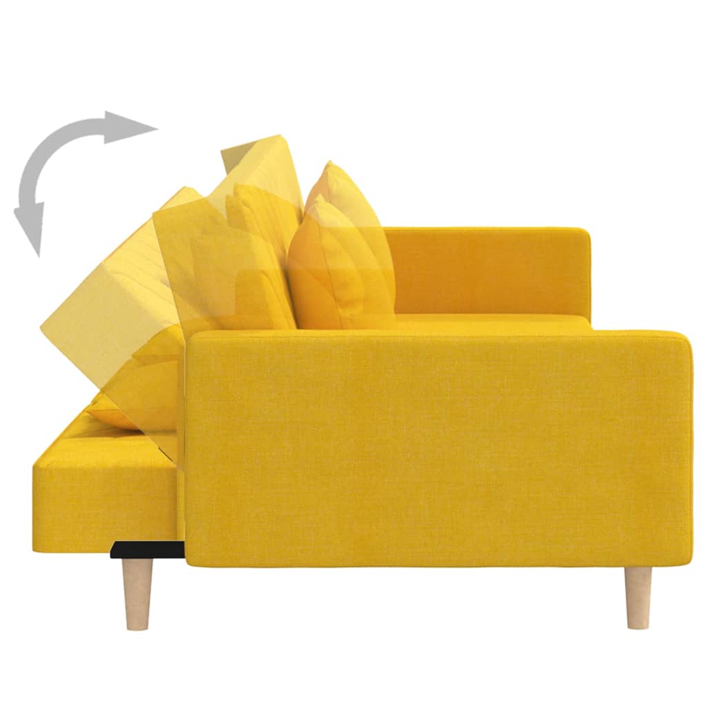 Sofá-cama 2 lugares com duas almofadas tecido amarelo