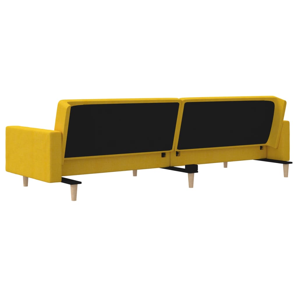 Sofá-cama 2 lugares com duas almofadas tecido amarelo