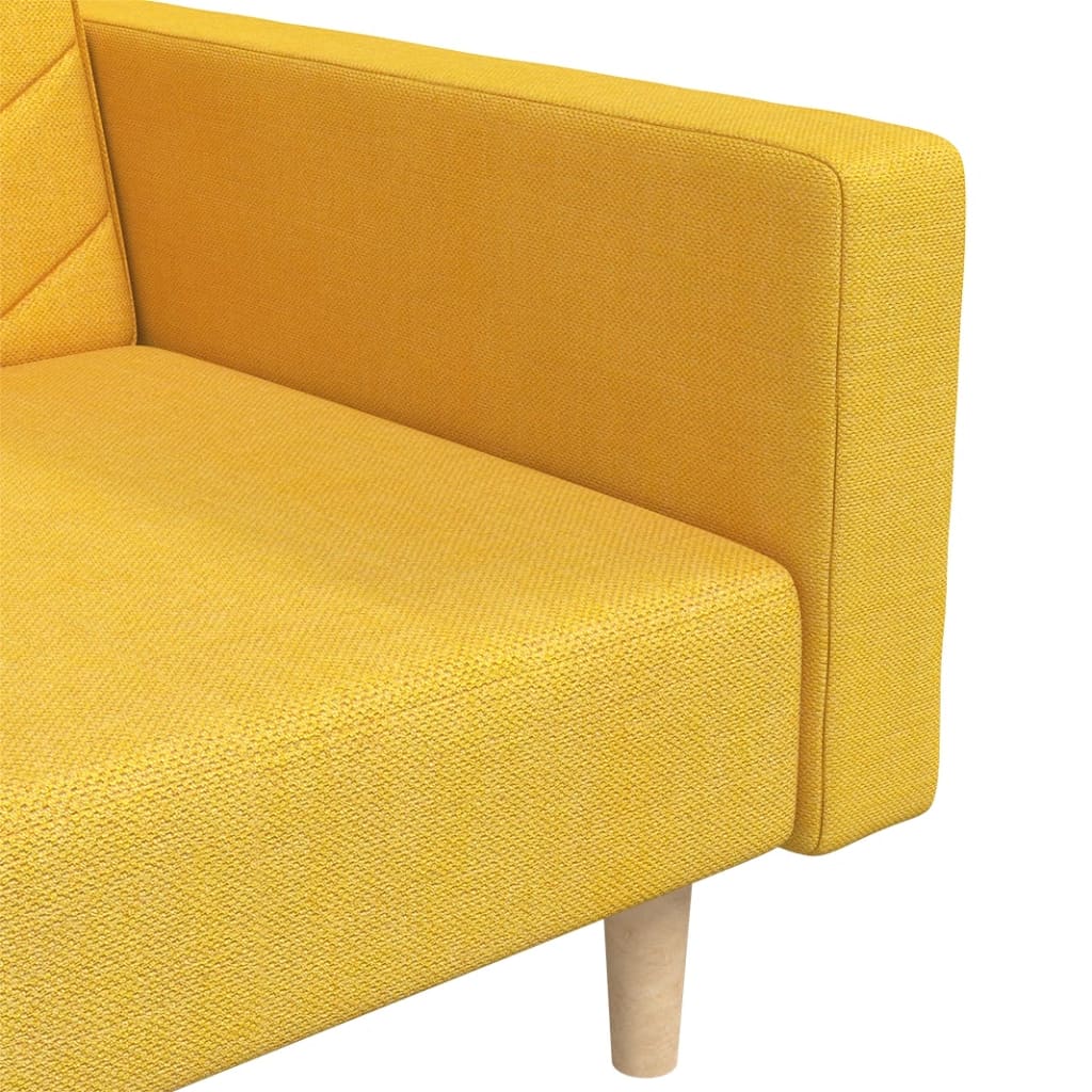 Sofá-cama 2 lugares com duas almofadas tecido amarelo