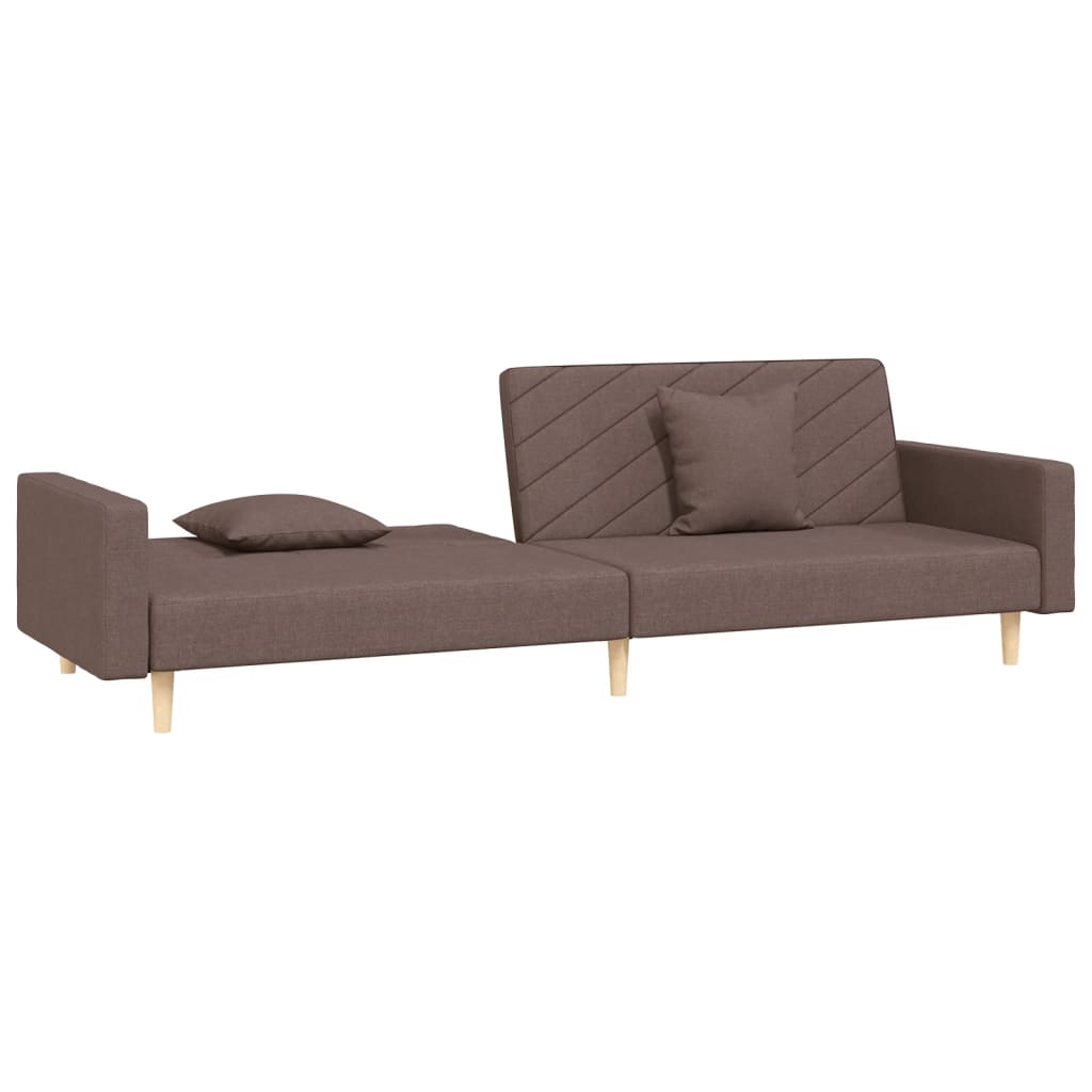 Sofá-cama 2 lugares c/ duas almofadas tecido cinza-acastanhado