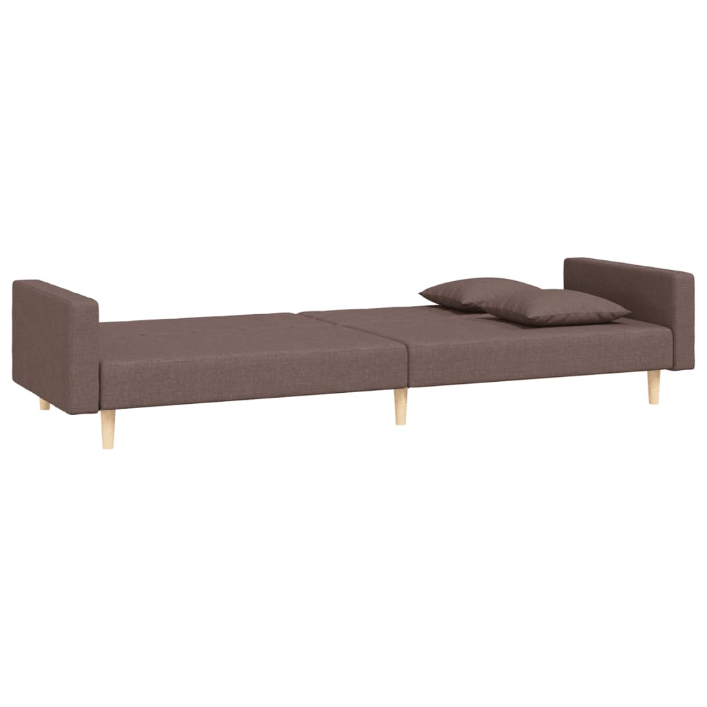 Sofá-cama 2 lugares c/ duas almofadas tecido cinza-acastanhado