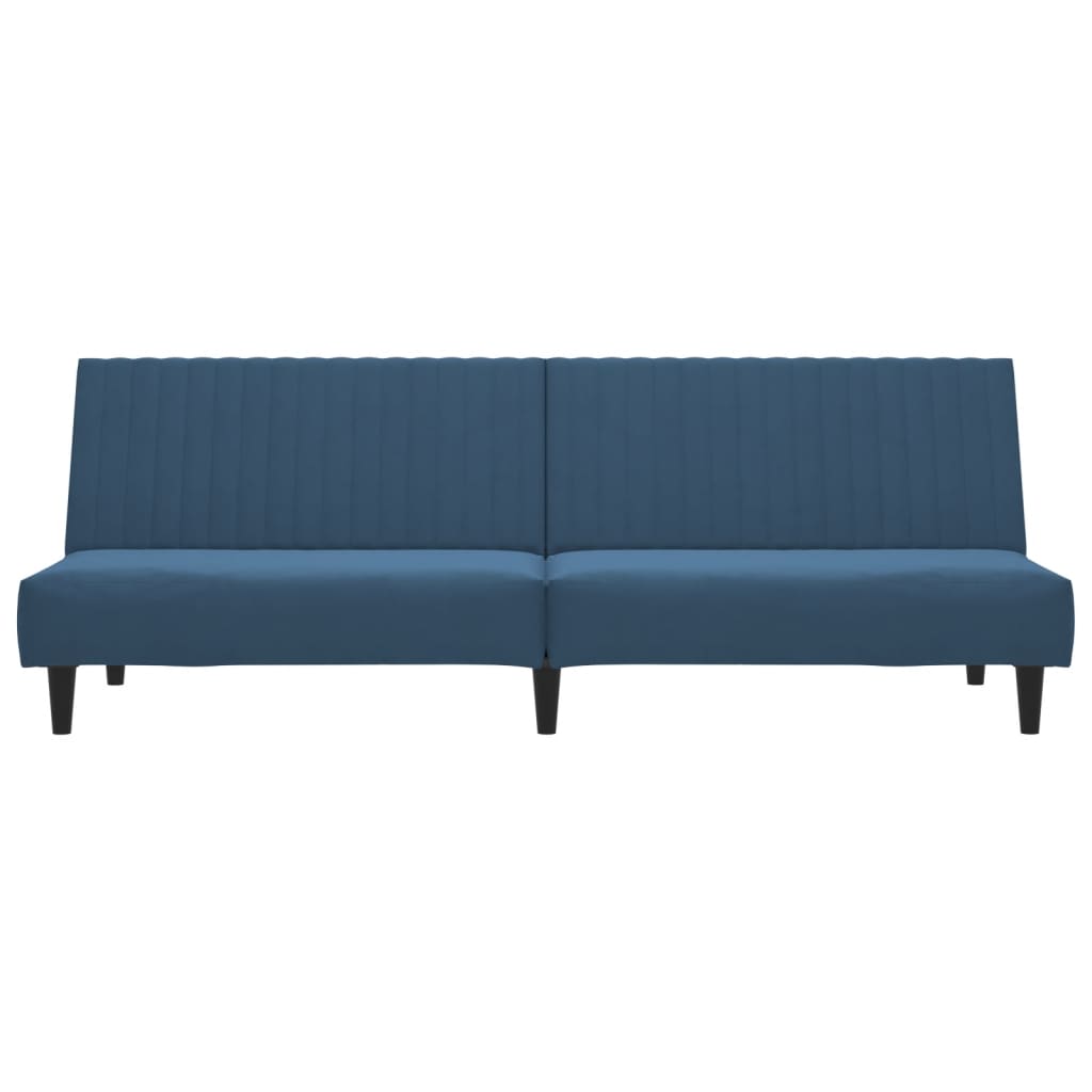Sofá-cama de 2 lugares veludo azul