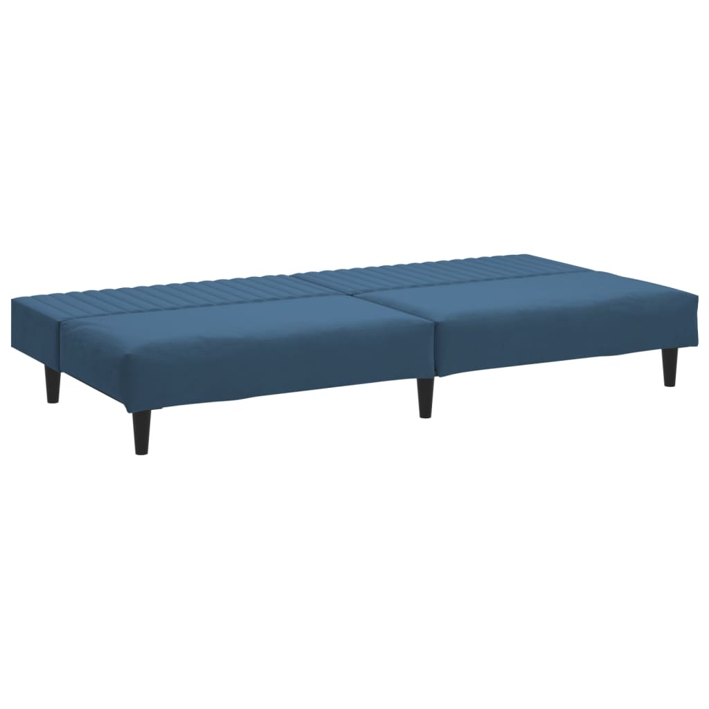 Sofá-cama de 2 lugares veludo azul