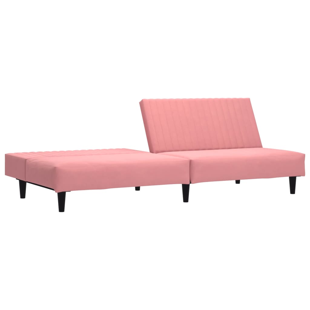 Sofá-cama de 2 lugares veludo rosa