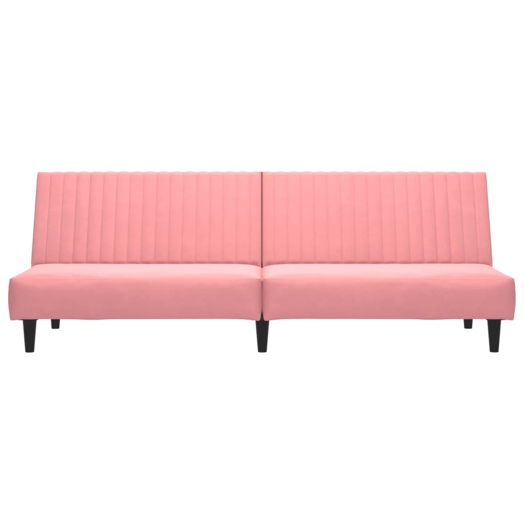 Sofá-cama de 2 lugares veludo rosa
