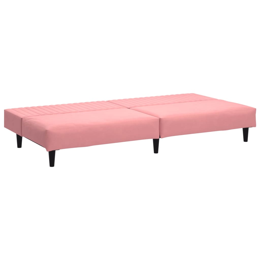 Sofá-cama de 2 lugares veludo rosa