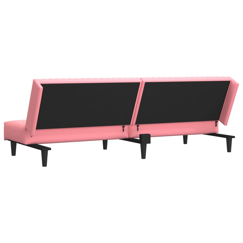 Sofá-cama de 2 lugares veludo rosa