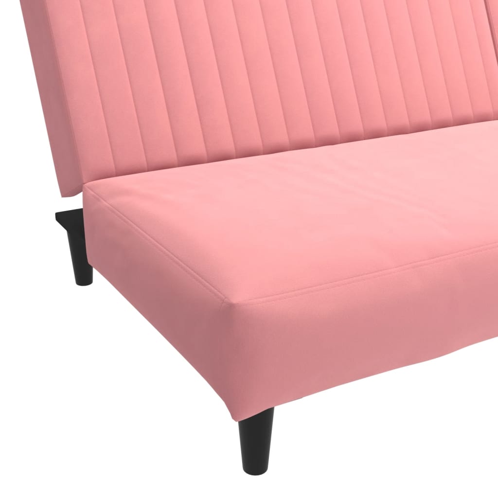 Sofá-cama de 2 lugares veludo rosa