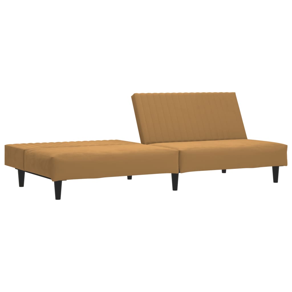 Sofá-cama de 2 lugares veludo castanho
