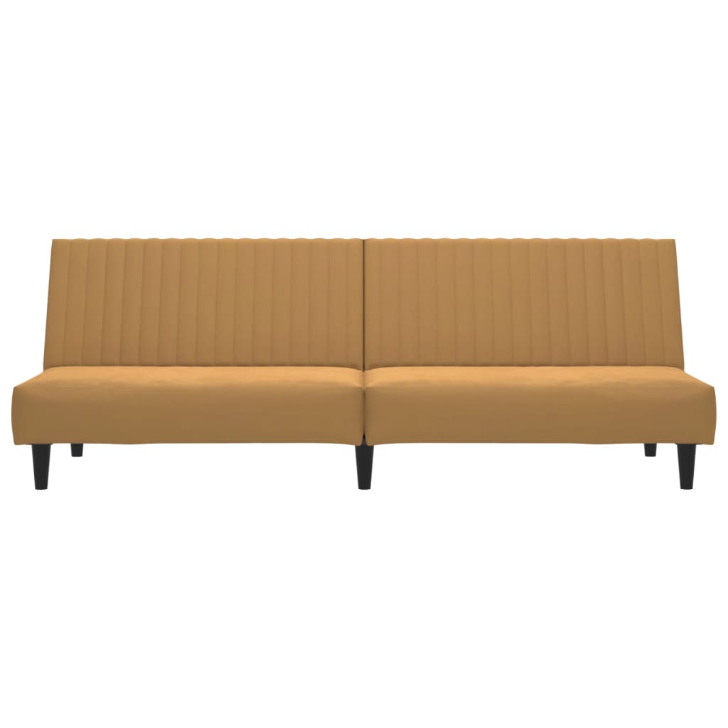 Sofá-cama de 2 lugares veludo castanho