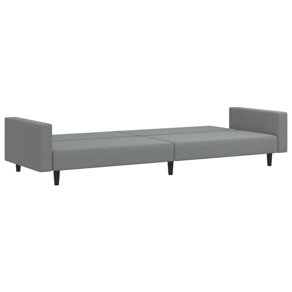 Sofá-cama de 2 lugares veludo cinzento-claro