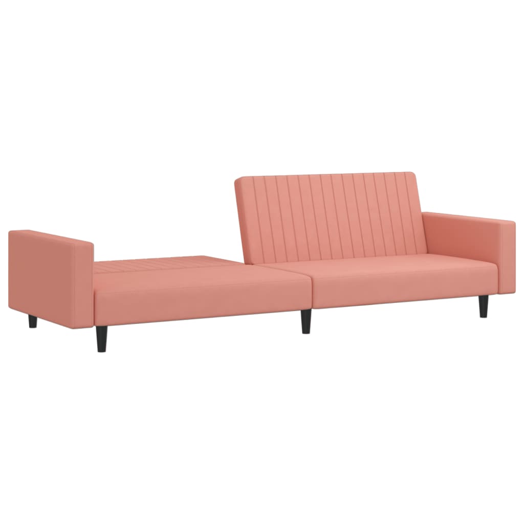 Sofá-cama de 2 lugares veludo rosa