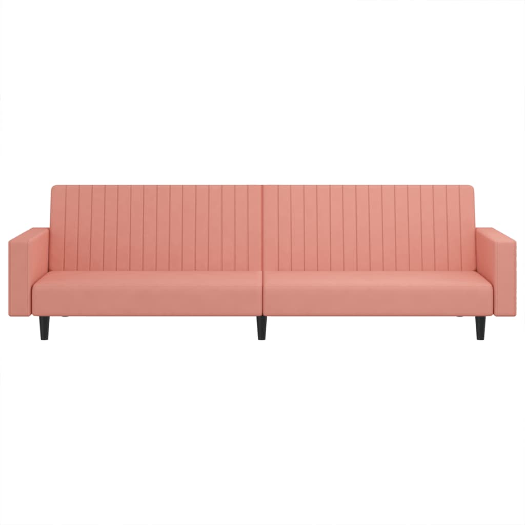 Sofá-cama de 2 lugares veludo rosa