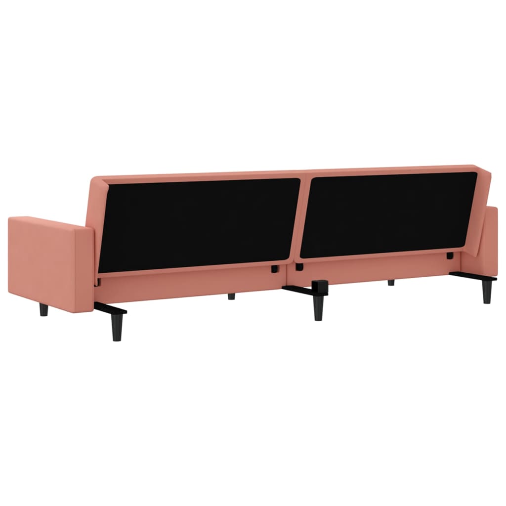 Sofá-cama de 2 lugares veludo rosa