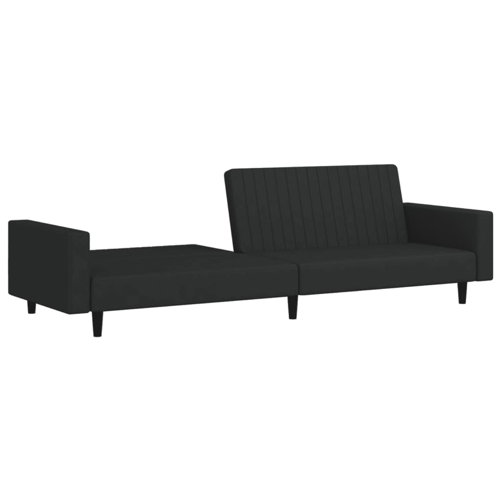 Sofá-cama de 2 lugares veludo preto