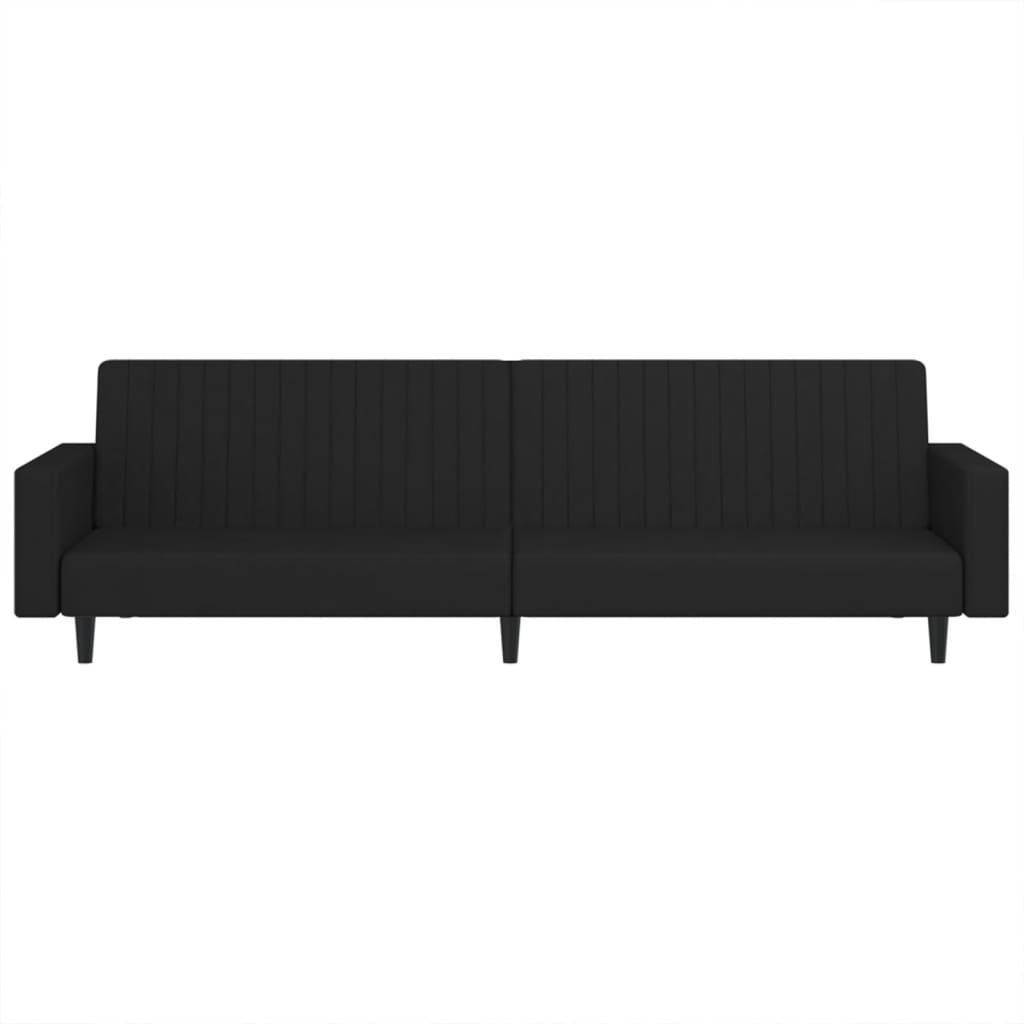 Sofá-cama de 2 lugares veludo preto