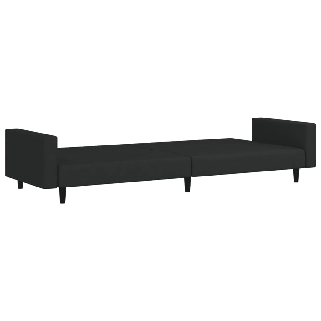 Sofá-cama de 2 lugares veludo preto
