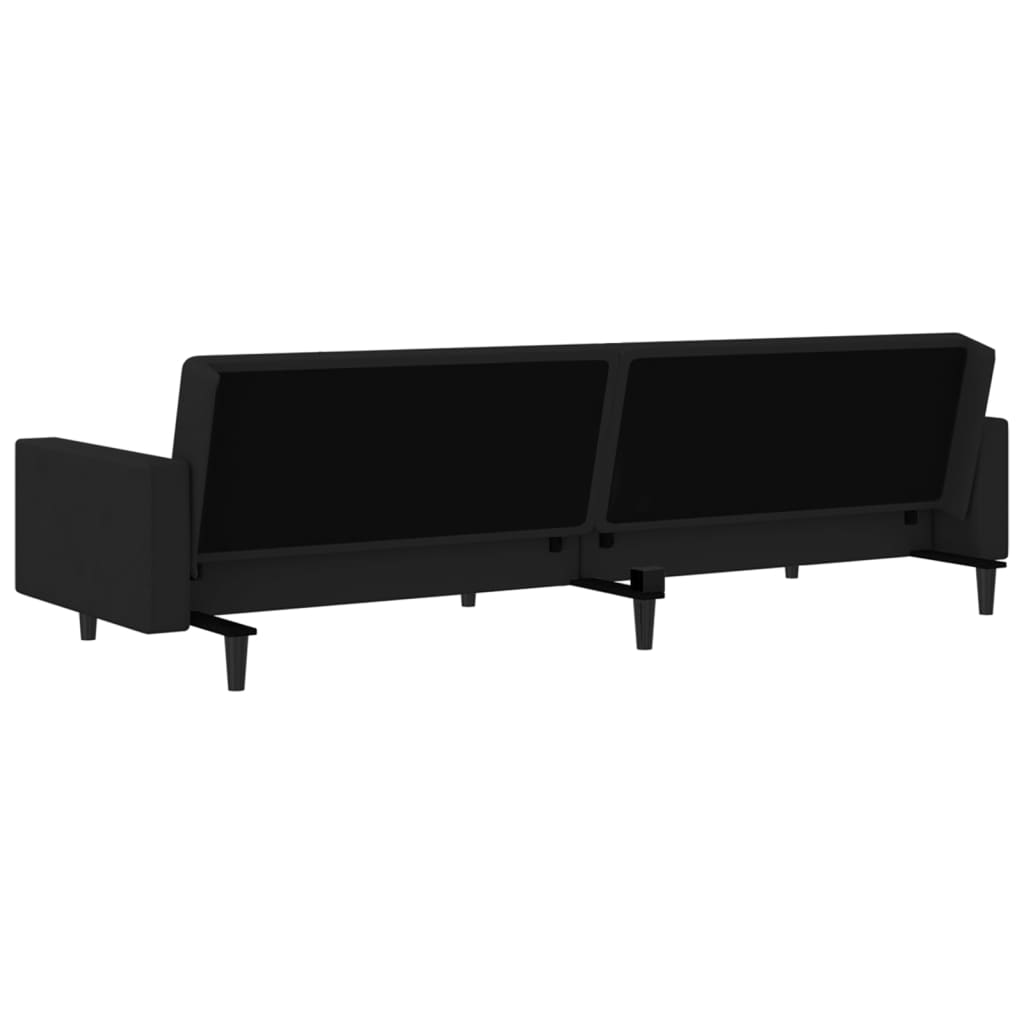 Sofá-cama de 2 lugares veludo preto
