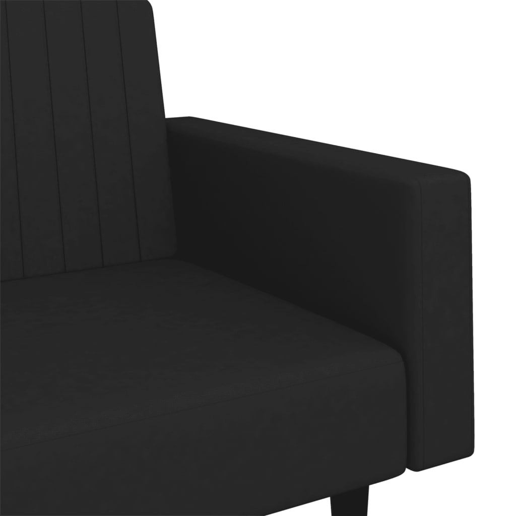 Sofá-cama de 2 lugares veludo preto