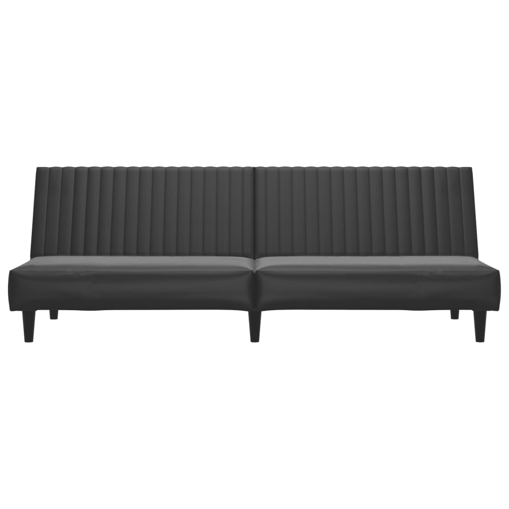 Sofá-cama de 2 lugares couro artificial preto
