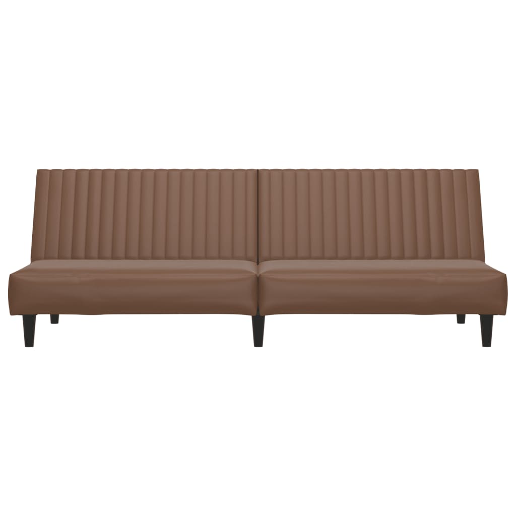 Sofá-cama de 2 lugares couro artificial castanho
