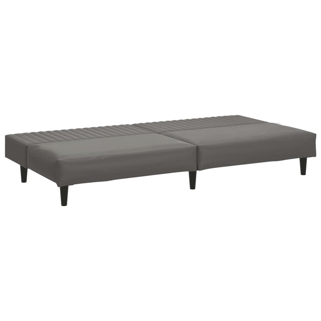 Sofá-cama de 2 lugares couro artificial cinzento