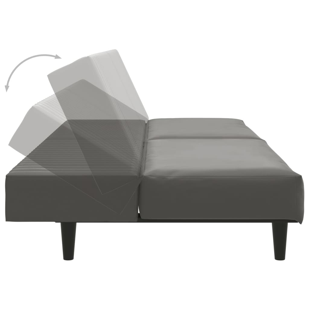 Sofá-cama de 2 lugares couro artificial cinzento
