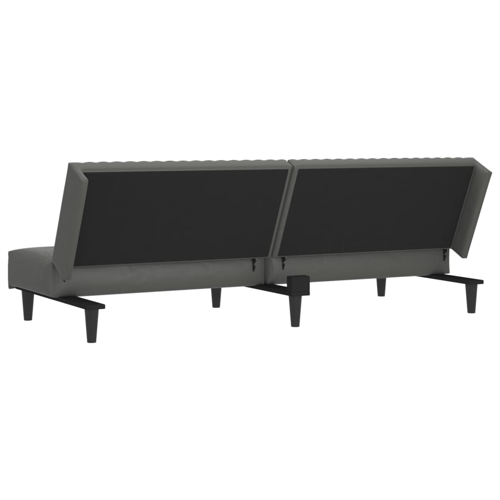 Sofá-cama de 2 lugares couro artificial cinzento